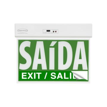 Sinalização de Saída SLIM Verde com Adesivo e Seletor 24x18
